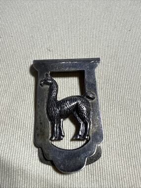 Vintage Peru Sterling Silver Money Clip Llama Stamped 925 FS